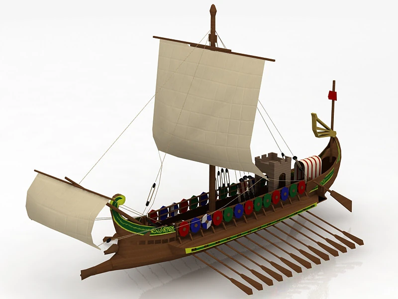 Roman Warship 31 BC 3D Model .c4d .max .obj .3ds .fbx .stl .blend 