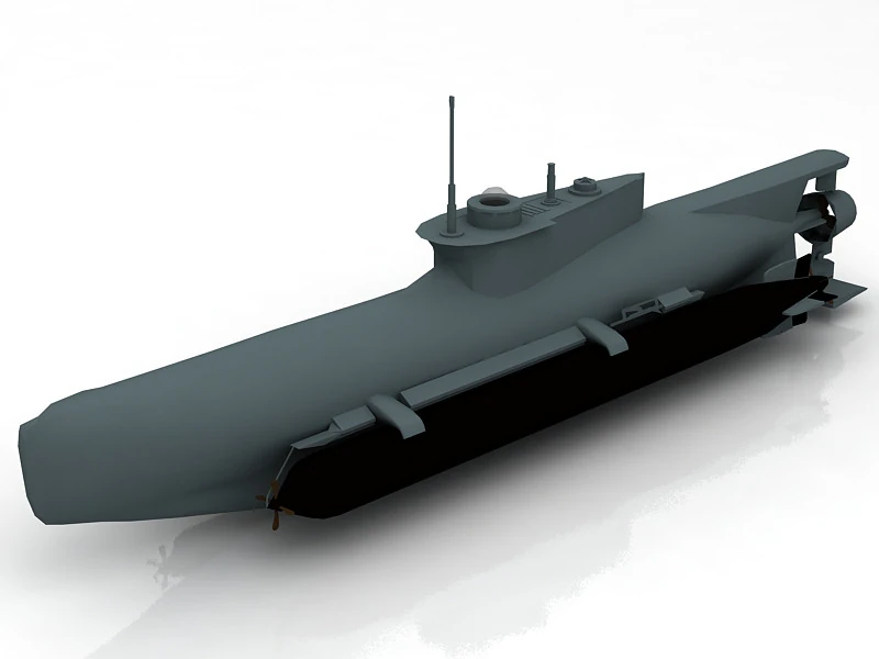 Seehund German Midget Submarine 3D Model .c4d .max .obj .3ds .fbx .stl .blend 
