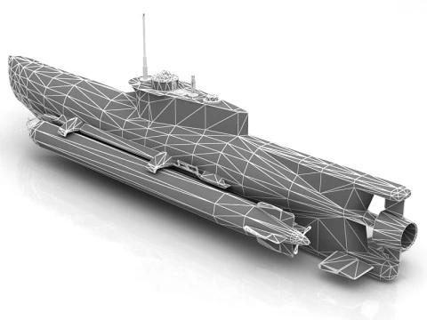 Seehund German Midget Submarine 3D Model