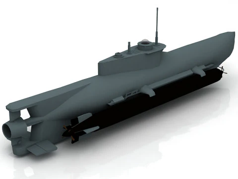 Seehund German Midget Submarine 3D Model