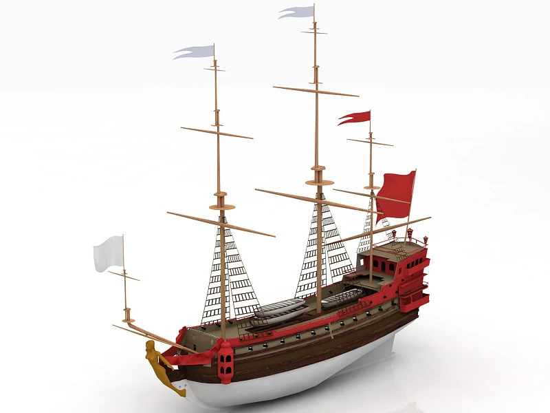 French Frigate La Sirene 3D Model .c4d .max .obj .3ds .fbx .stl .blend 