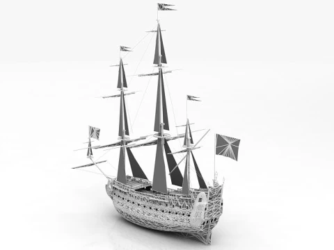 French Ship Soleil Royal 3D Model
