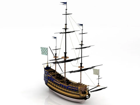 French Ship Soleil Royal 3D Model