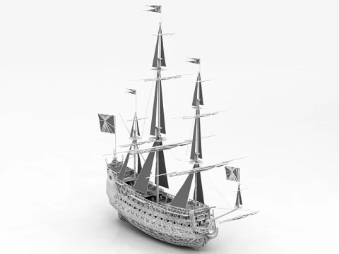 French Ship Soleil Royal 3D Model