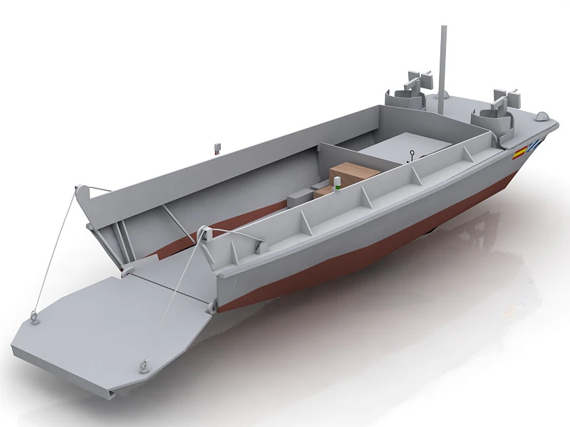 LCVP Military Transport Boat 3D Model .c4d .max .obj .3ds .fbx .stl .blend