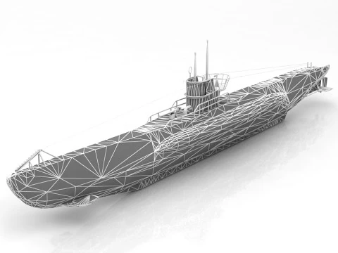 U Boat Type VII B Submarine 3D Model