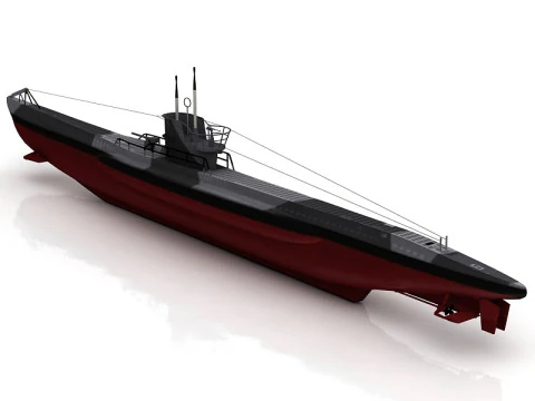 U Boat Type VII B Submarine 3D Model