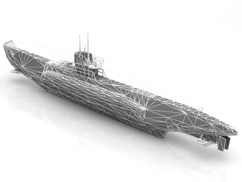 U Boat Type VII B Submarine 3D Model