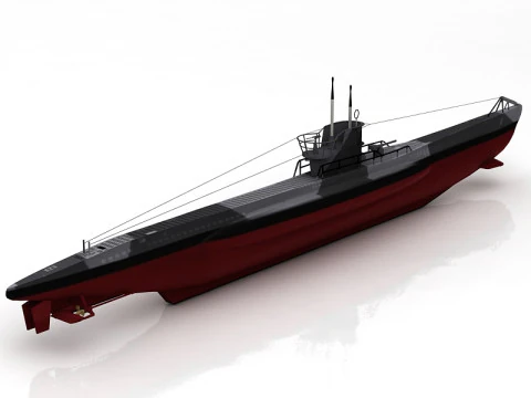U Boat Type VII B Submarine 3D Model
