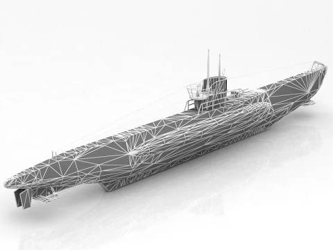 U Boat Type VII B Submarine 3D Model