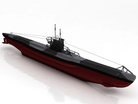 U Boat Type VII B Submarine 3D Model