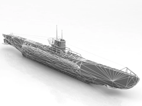 U Boat Type VII B Submarine 3D Model