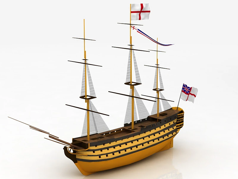 HMS Victory Flagship 3D Model .c4d .max .obj .3ds .fbx .stl .blend 