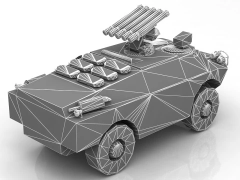 BRDM-3 Fagot Military Tank Amphibious Vehicle 3D Model