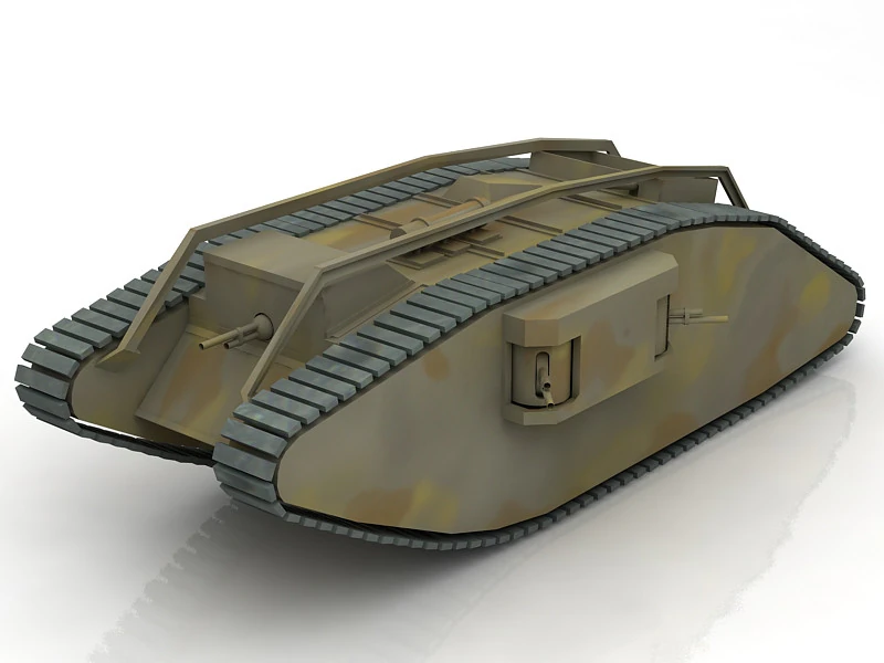 British Mark V Tank 3D Model .c4d .max .obj .3ds .fbx .stl .blend
