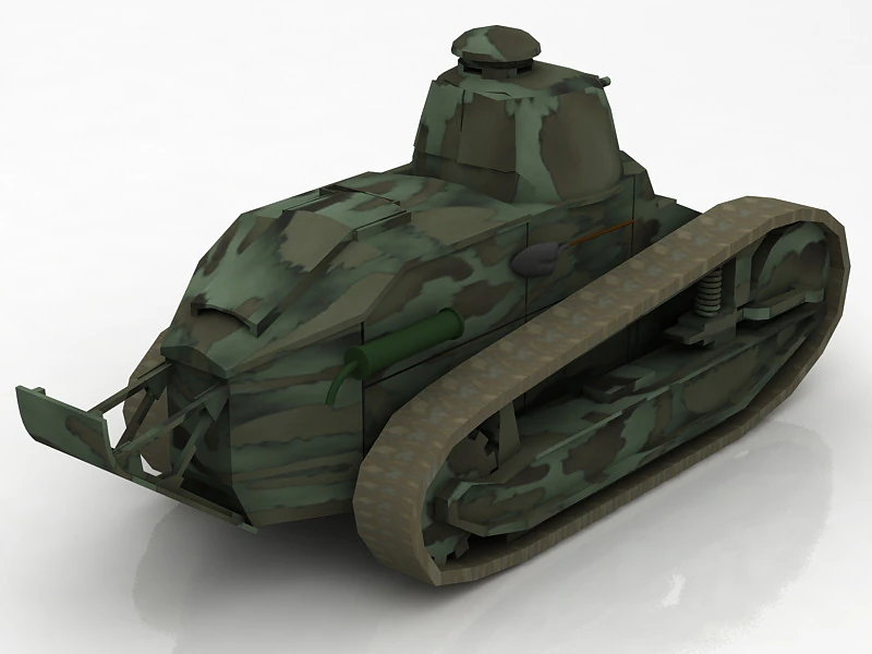FT17 Berlier Military Tank 3D Model .c4d .max .obj .3ds .fbx .stl .blend 