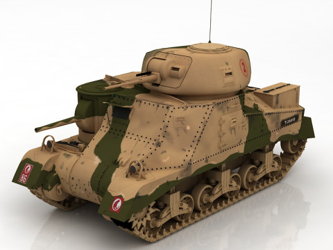 United States WWII M3 Grant I Medium Tank 3D Model