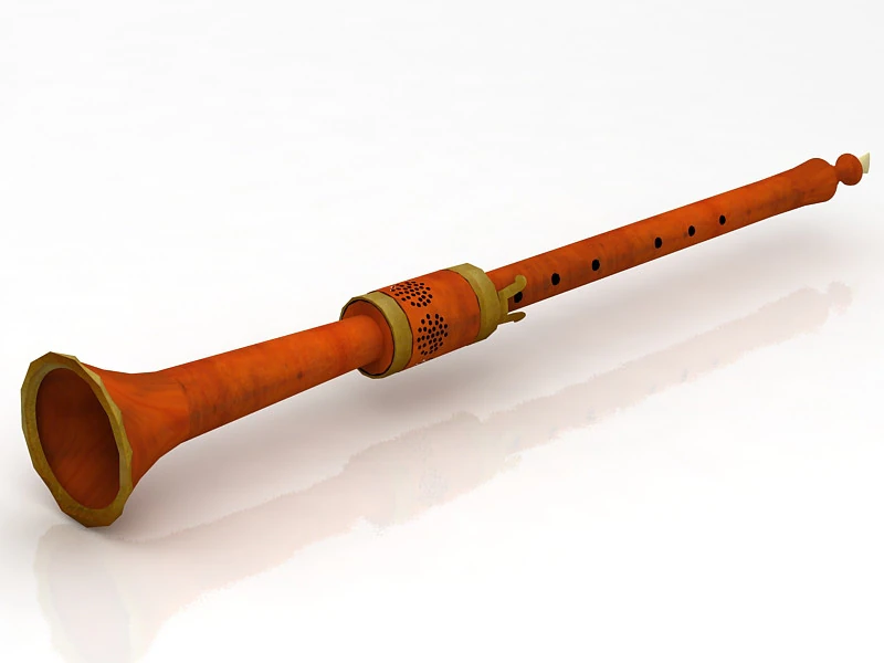 Medieval Music Instrument Alto Shawm 3D Model .c4d .max .obj .3ds .fbx .stl .blend 