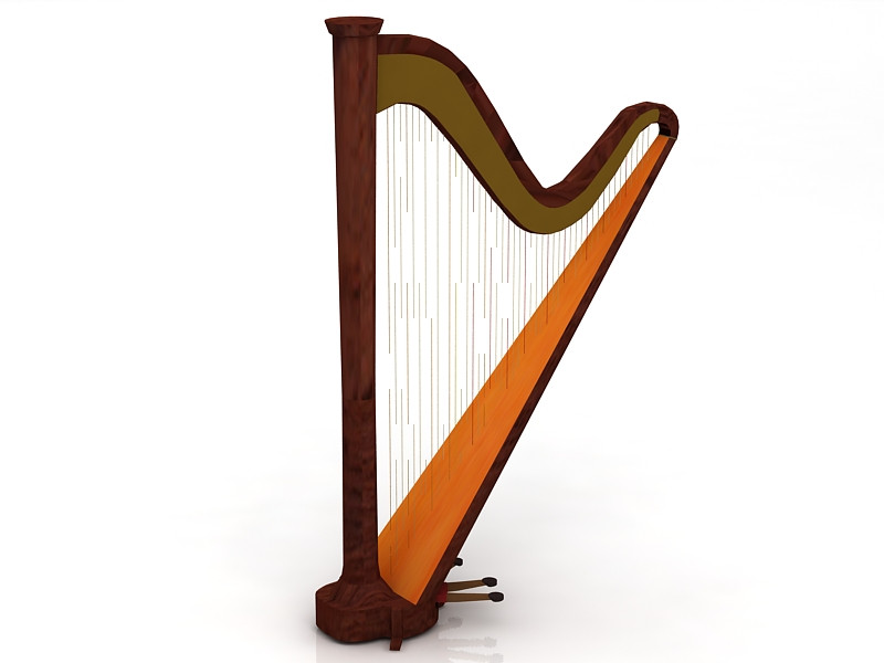 Harp 3D Model .c4d .max .obj .3ds .fbx .stl .blend 