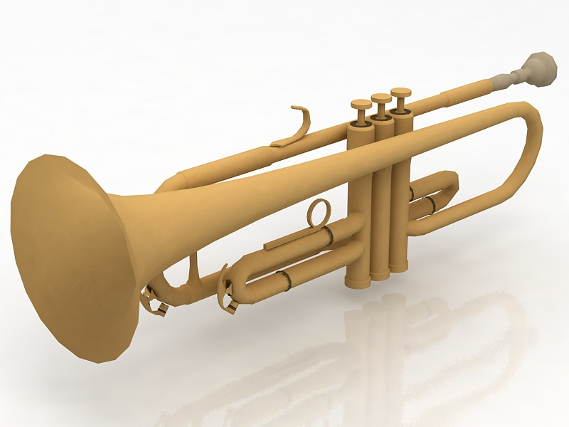 Brass bell trumpet 3D Model .c4d .max .obj .3ds .fbx .stl .blend 