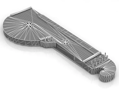 Zither Musical Instrument 3D Model