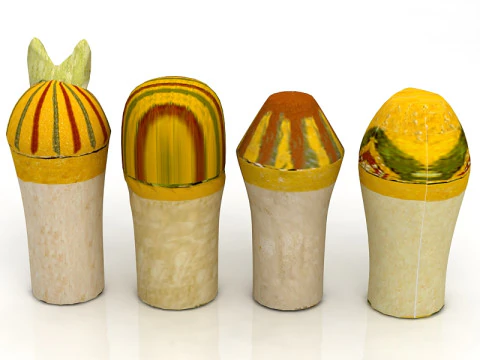 Тут Енч Амон Саркофаг Canopic Jars 3D Модель
