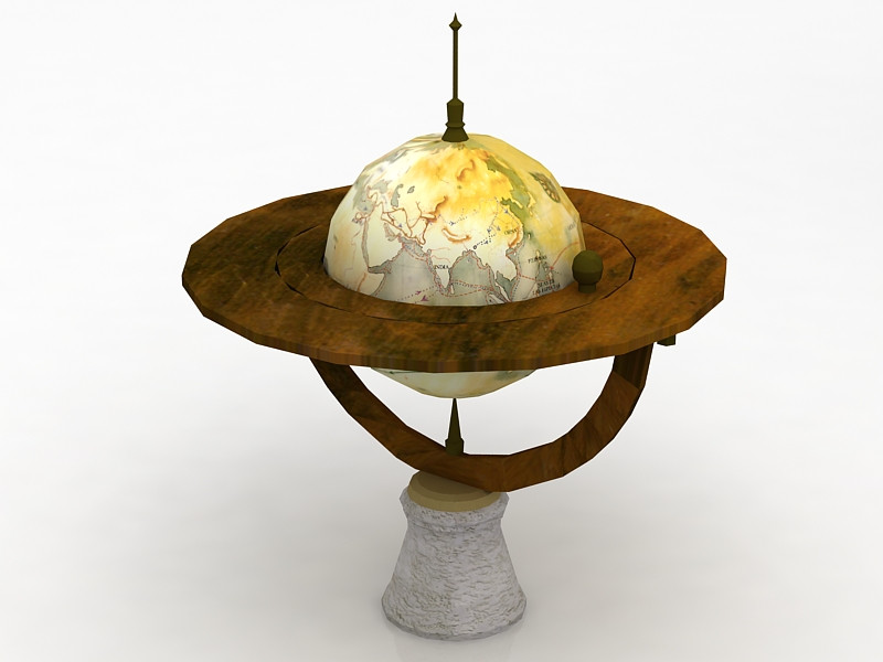 Globe Vintage 3D Model .c4d .max .obj .3ds .fbx .stl .blend 