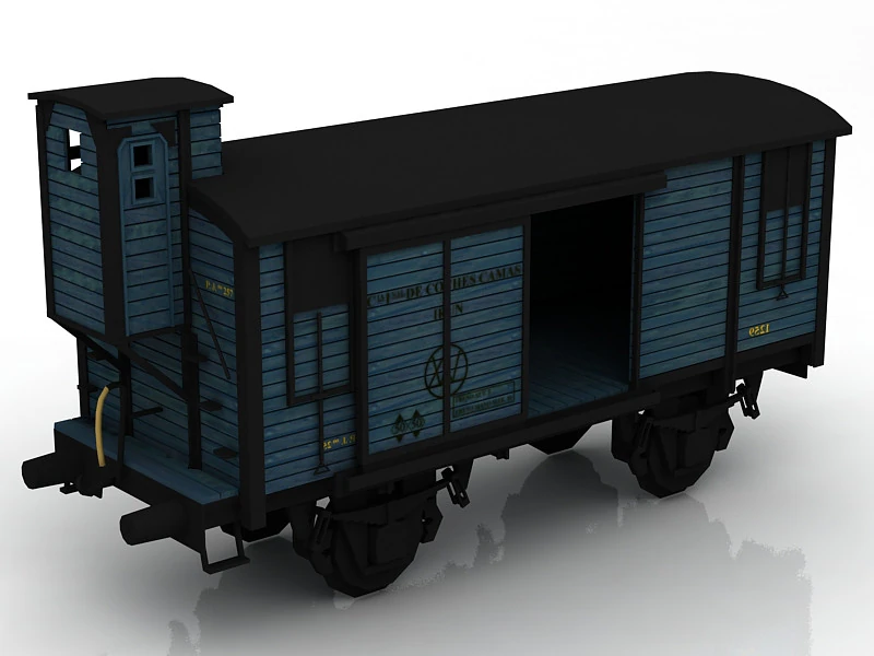 Wooden Train Carriage 3D Model .c4d .max .obj .3ds .fbx .stl .blend 