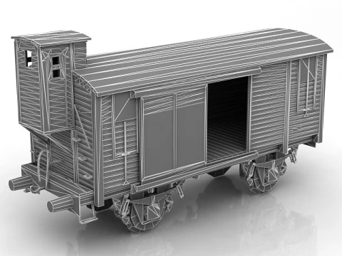 Wooden Train Carriage 3D Model
