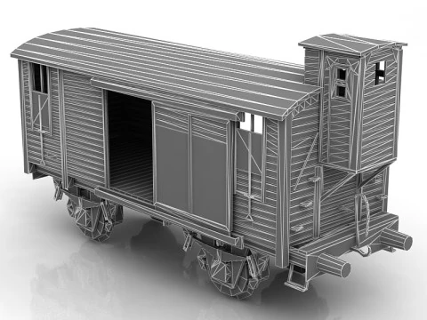 Wooden Train Carriage 3D Model