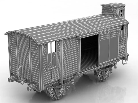 Wooden Train Carriage 3D Model