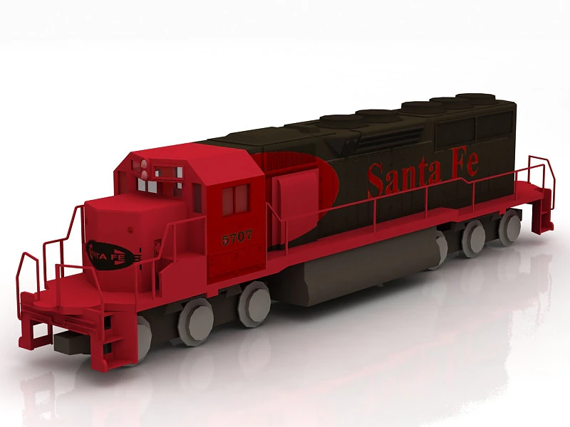 Locomotive EMD SD40-2 SF Snoot 3D Model .c4d .max .obj .3ds .fbx .stl .blend 