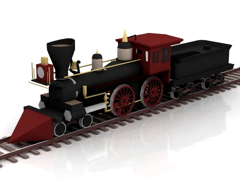 Steam Train and Caboose 3D Model