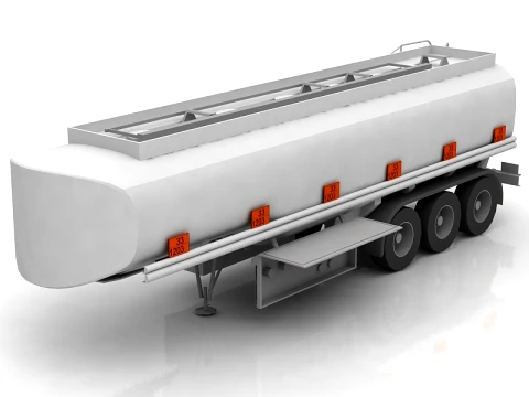 Gas Truck Tank Trailer 3D Model