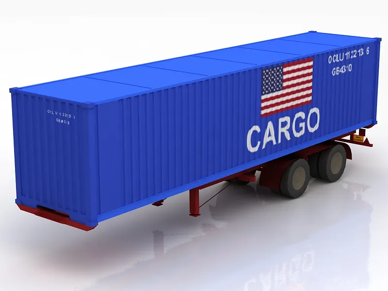 Generic Container Trailer 3D Model .c4d .max .obj .3ds .fbx .stl .blend