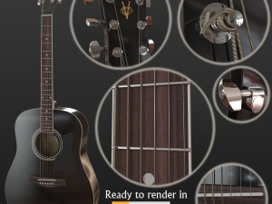 guitar black 3D मॉडल
