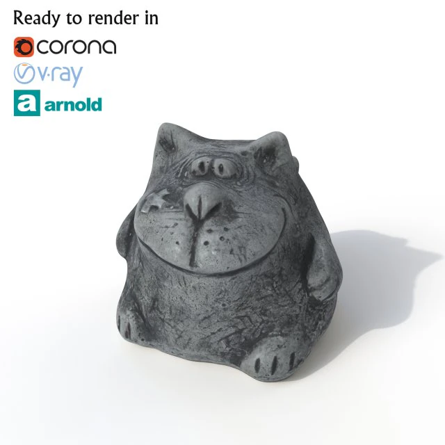 statuette cat 3D Model .c4d .max .obj .3ds .fbx .stl .blend 