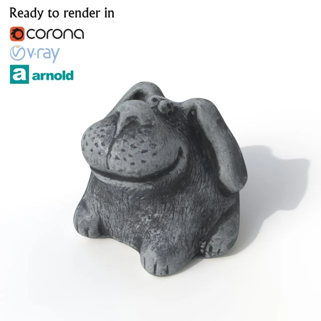 statuette dog 3D Model .c4d .max .obj .3ds .fbx .stl .blend