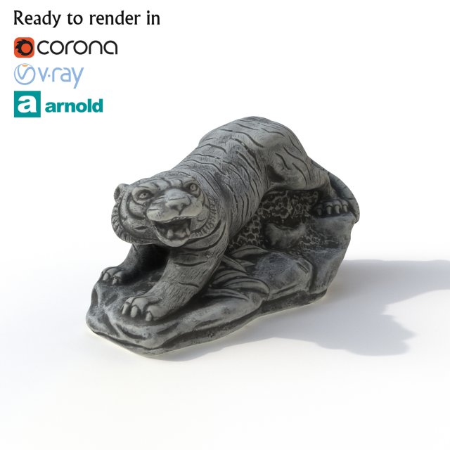 statuette tiger 3D Модель .c4d .max .obj .3ds .fbx .stl .blend 