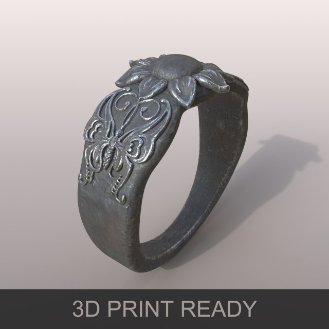 ring butterfly 3D Print Model .c4d .max .obj .3ds .fbx .stl .blend