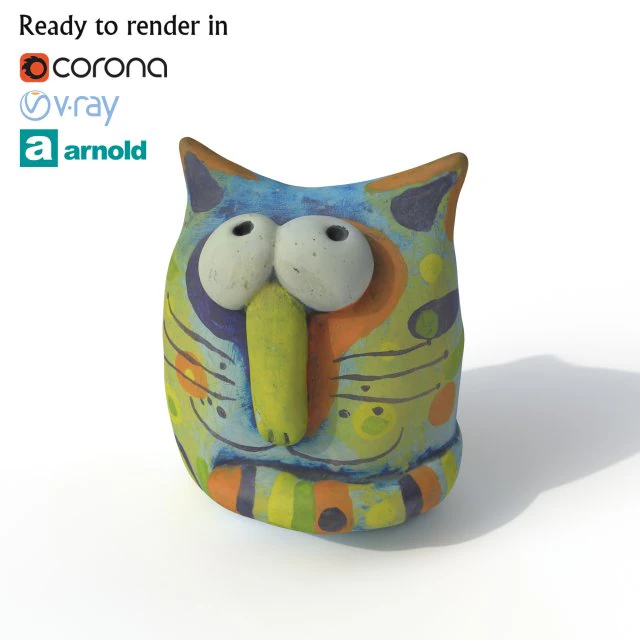 statuette cat 3D Model .c4d .max .obj .3ds .fbx .stl .blend 