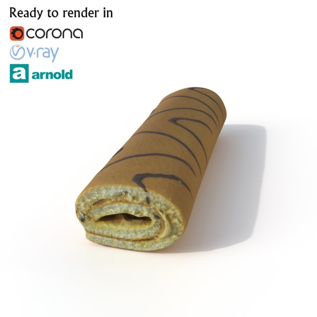 roll cake 3D Модель .c4d .max .obj .3ds .fbx .stl .blend