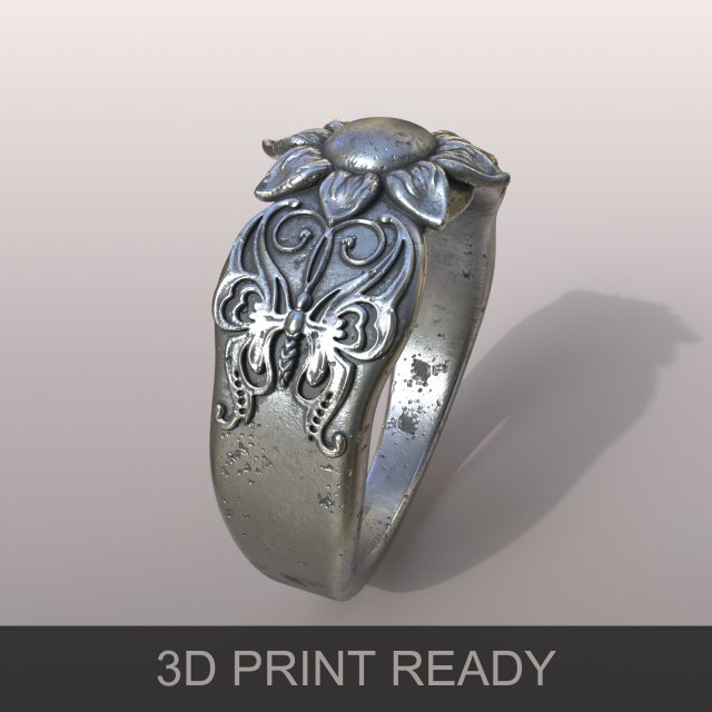 ring butterfly Model Cetak 3D .c4d .max .obj .3ds .fbx .stl .blend 