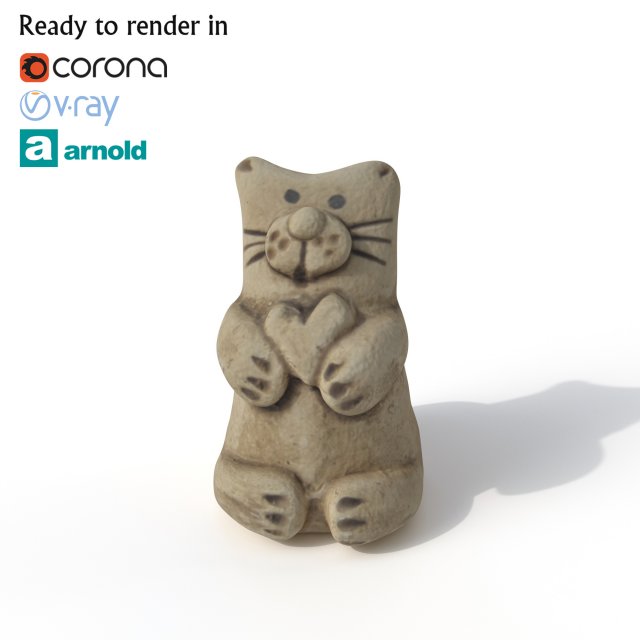 statuette cat 3D Model .c4d .max .obj .3ds .fbx .stl .blend 