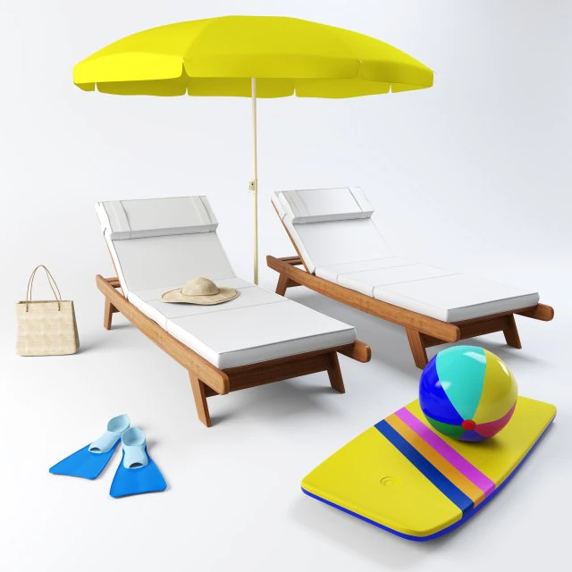 beach set 3D Model .c4d .max .obj .3ds .fbx .stl .blend