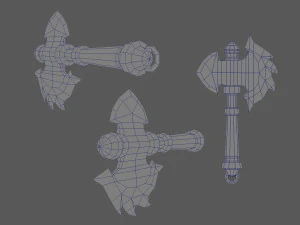medieval fantasy savage axe 01 3D Model