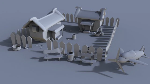 village environment 3D Model .c4d .max .obj .3ds .fbx .stl .blend 