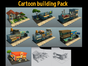 cartoon building pack 3D Model