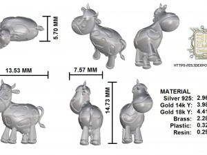cow piece 3D 프린트 모델