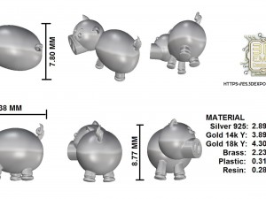 pig piece Model Cetak 3D